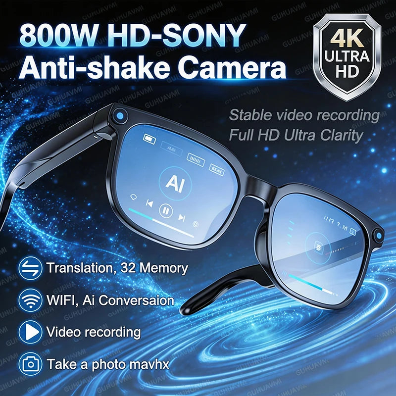 New AI Smart Glasses 8 Million HD Pixels Camera Photo 1080P HD Video Recording Sunglasses Call Music Play Men Women Glasses 2026