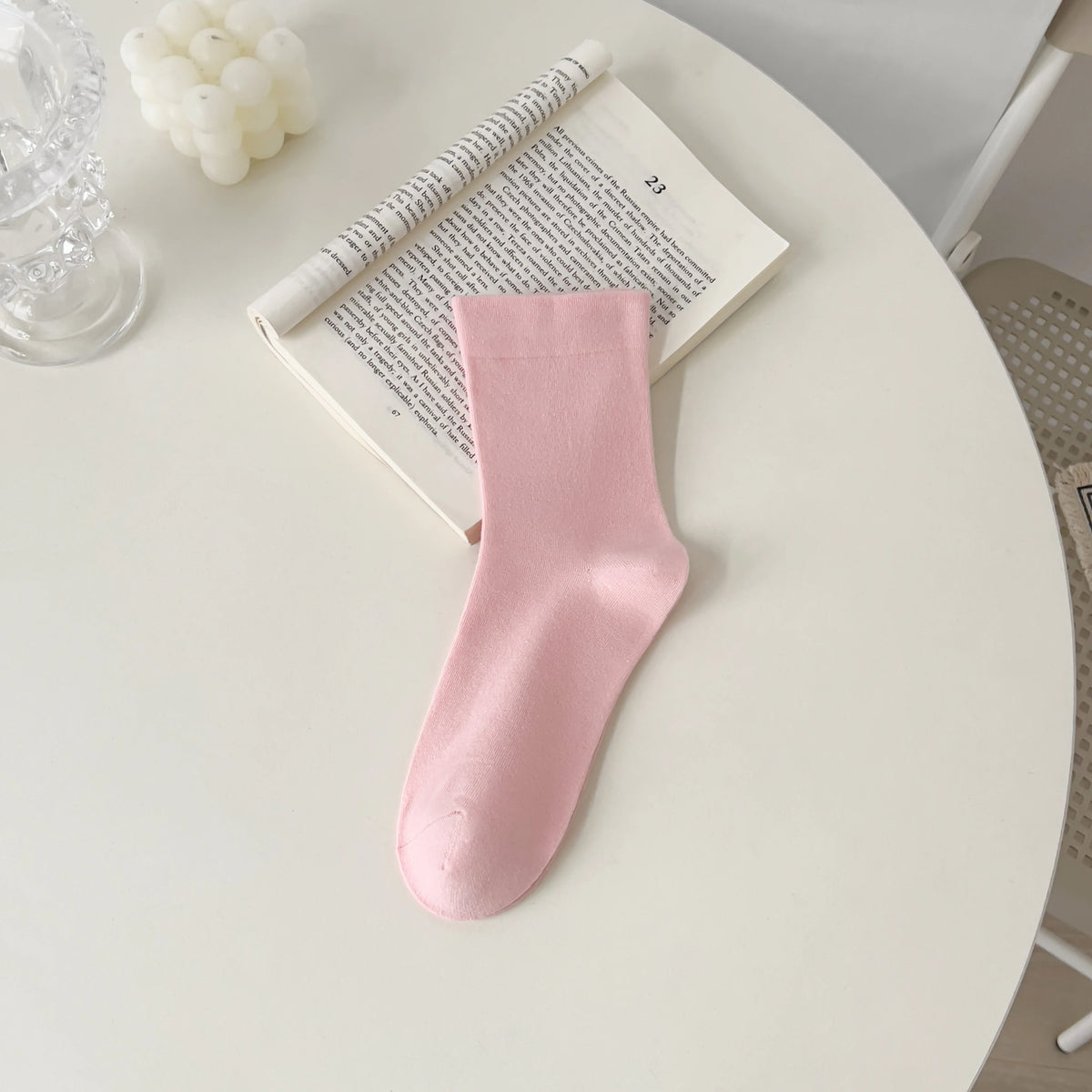 Pure Cotton Seamless Women's Mid-Calf Socks, Spring/Autumn Loose Fit Postpartum Socks