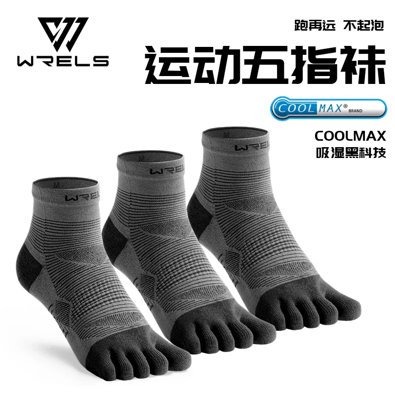 WRELS 1/3pairs Toe Socks COOLMAX Five Finger Socks Athletic Running Grip Quick Dry Breathable Performance 5 Finger Sports Socks