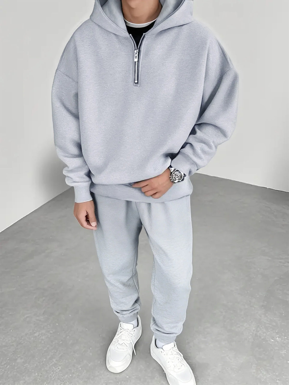 Unisex 2 Piece Set Fitness Running Casual Sport Set Comfortable Casual Sport Solid Color Suit Hooded Pullover Sweatshirt Trouser