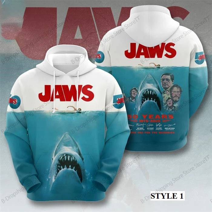 Men Hoodies Jaws Horror Film 3d Print Hoodie Men Women Fashion Hoodies Casual Hoodie Sweatshirt Shark Coat Sudadera Men Clothing