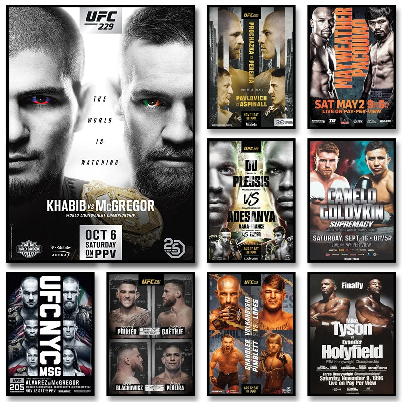 Championship Title Fight Poster Print Classic Boxing and Fighting Canvas Painting Wall Art Picture for Gym Home Decoration