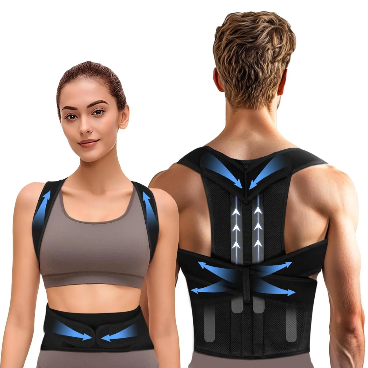 Back Brace Posture Corrector for Women & Men, Adjustable Back Lumbar Support Belt Shoulder Posture Support for Improve Scoliosis