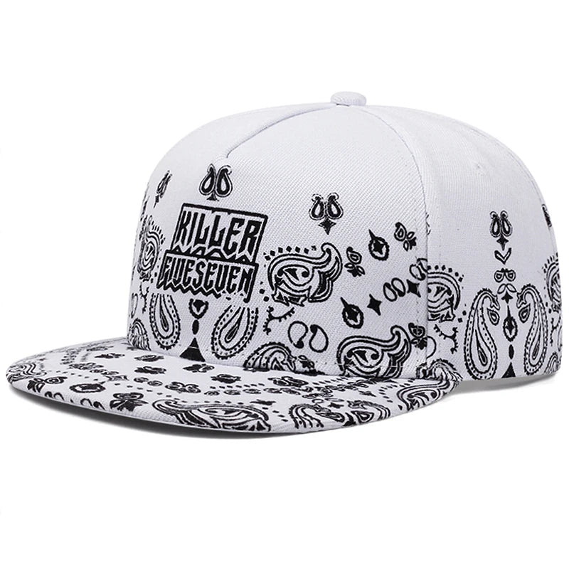 2025 New West Coast Cashew Flower Street Hip Hop Hat Outdoor Cycling Skateboard Hat Sunshade Hat Neutral Flat Edge Baseball Hat