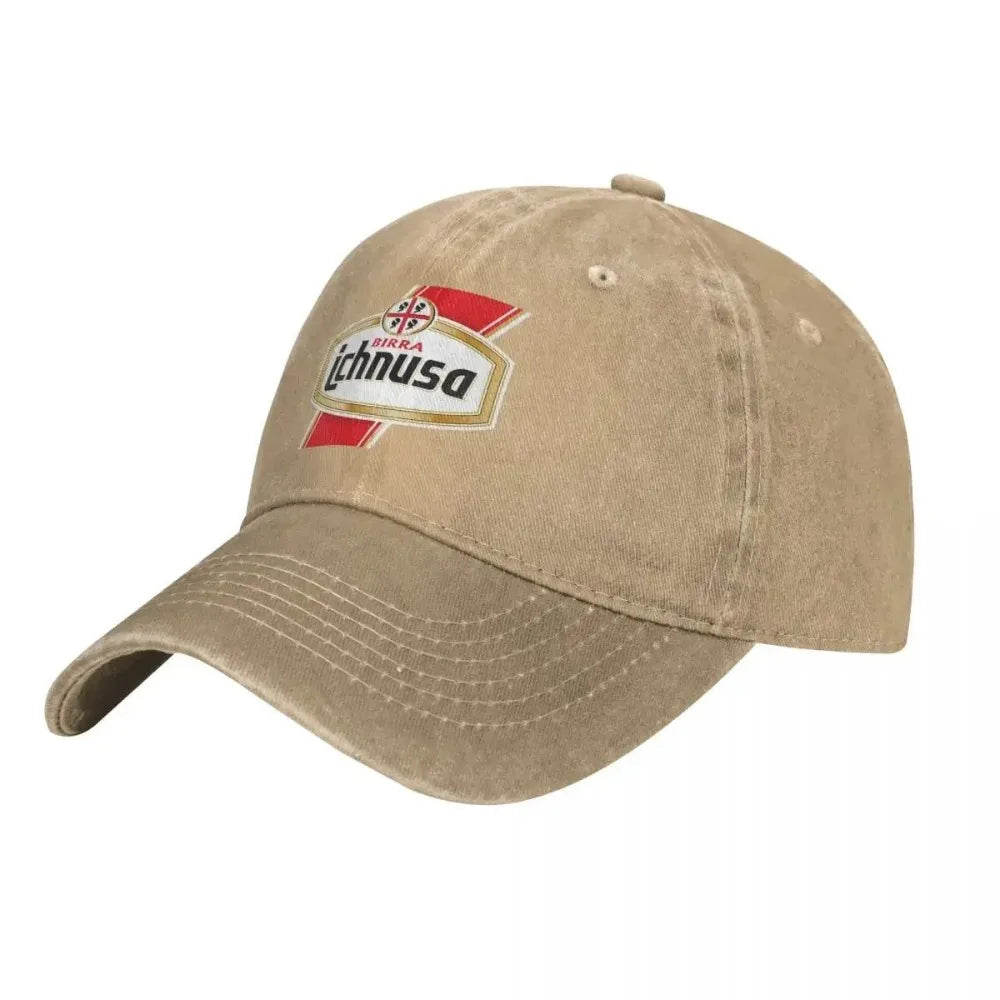 Ichnusa Washed Baseball Cap Beer Sardinia Y2k Cute Trucker Hat Summer Men Women Outdoor Gym Custom Logo Baseball Caps