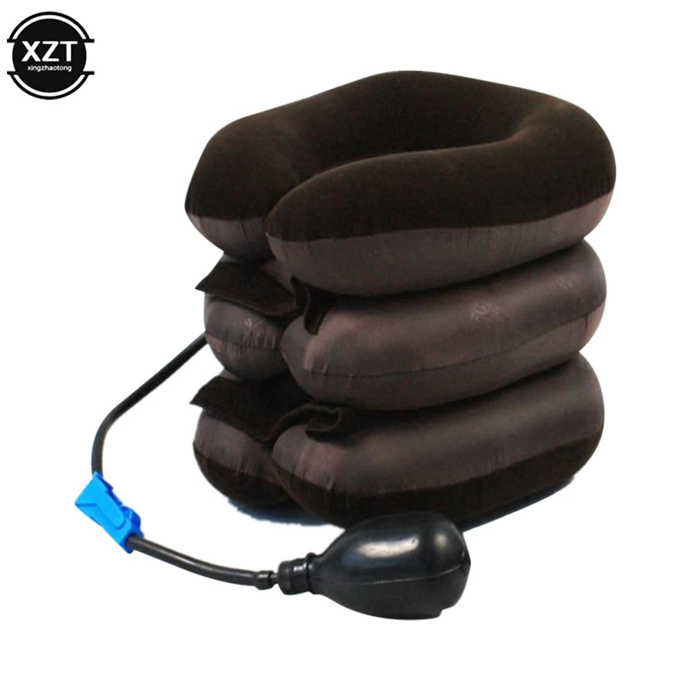 3/4 Layers Inflatable Air Cervical Neck Traction Device Soft Neck Collar Pillow Pain Stress Relief Neck Posture Stretching Brace