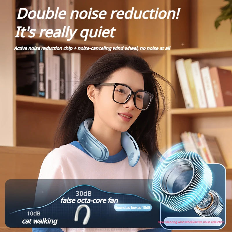 New Portable Neck Fan Rechargeable Mini Neck Cooler 3 Speeds Cooling Wind 10000mAh Electric Ventilador for Home Camping Outdoor