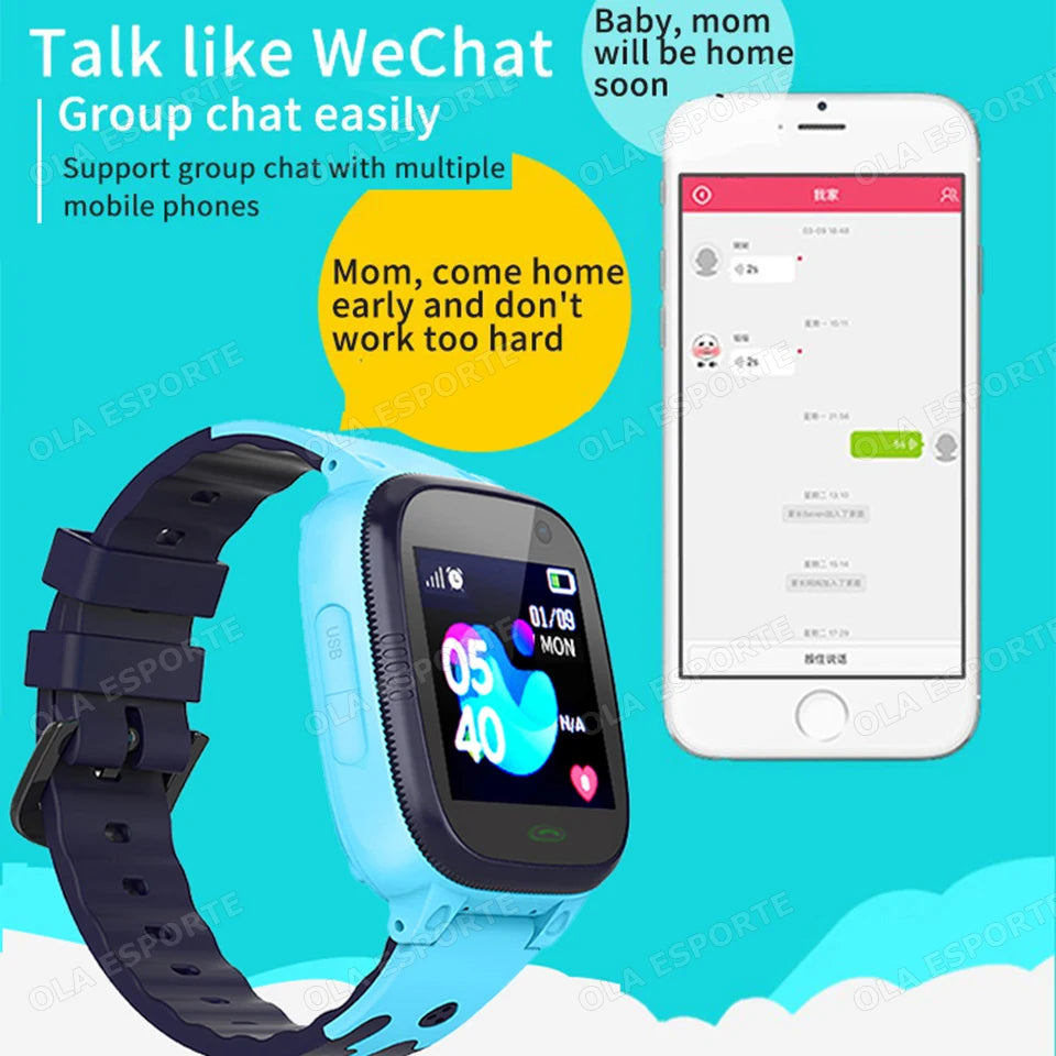 Children Smartwatch SIM Card Two-way Call SOS LBS GPS Location Waterproof Camera Flashlight Kids Smart Watch Student Gifts HT30