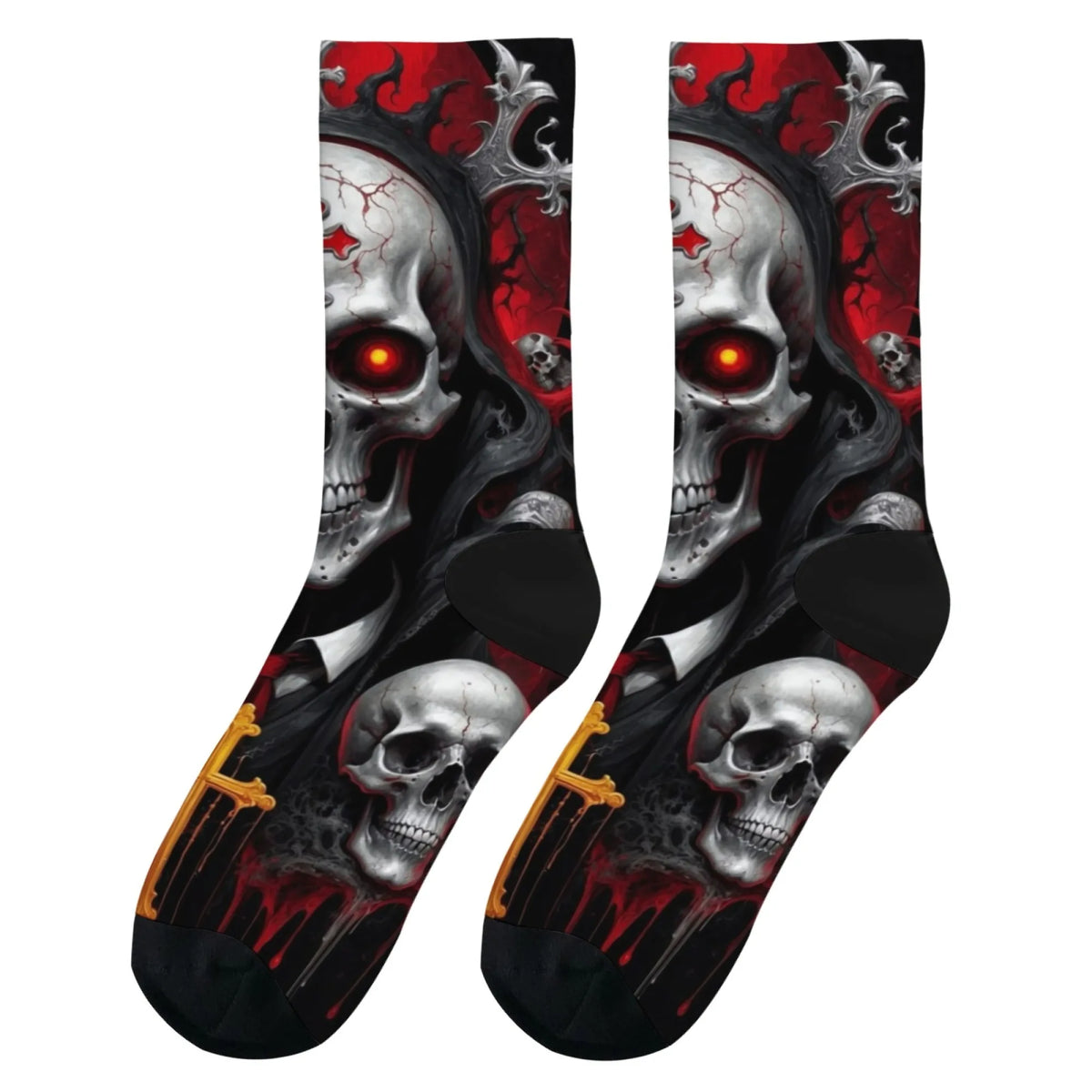 Cross Skull Fashion Men's Socks Harajuku Retro Style Crazy Street Hip Hop Happy Socks Novelty Funny Crew Socks Casual Party Gift