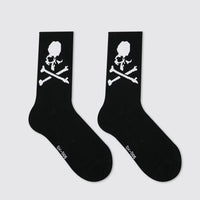 Hip Hop Skateboard Original Design Black White Skull Socks Personality Street Hip Hop Sports Middle Tube Cotton Women's Socks