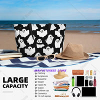 Ghost Halloween Cartoon Pattern Beach Tote Bag Sport Gym Yoga Duffle Large Tote Bag Women Travel Fitness