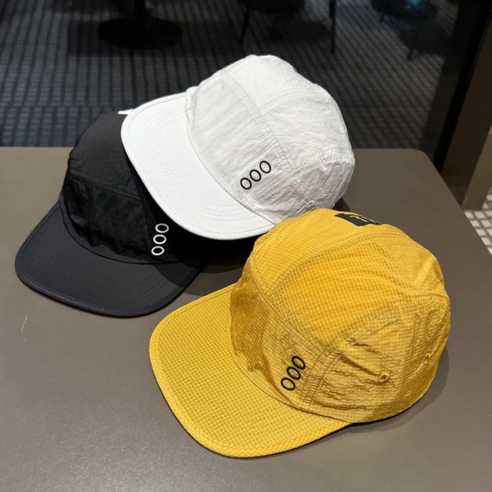 Korean 5‑Panel Letter Printed Baseball Cap, Quick‑Dry Plain Hat for Men Women Outdoor Running Casual Fashion Headwear