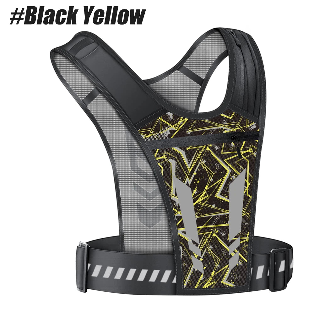 Reflective Running Vest with Phone Holder & Key Pocket | Adjustable Strap for Men Women Night Jogging Walking Gym Exercise Gear