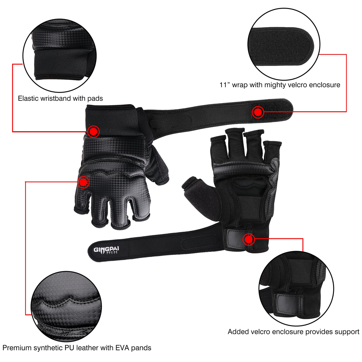 New Adult Kids Children Half Finger Boxing Gloves Mitts Sanda Karate Sandbag Taekwondo Protector Gloves Semi-Finger MMA Gloves