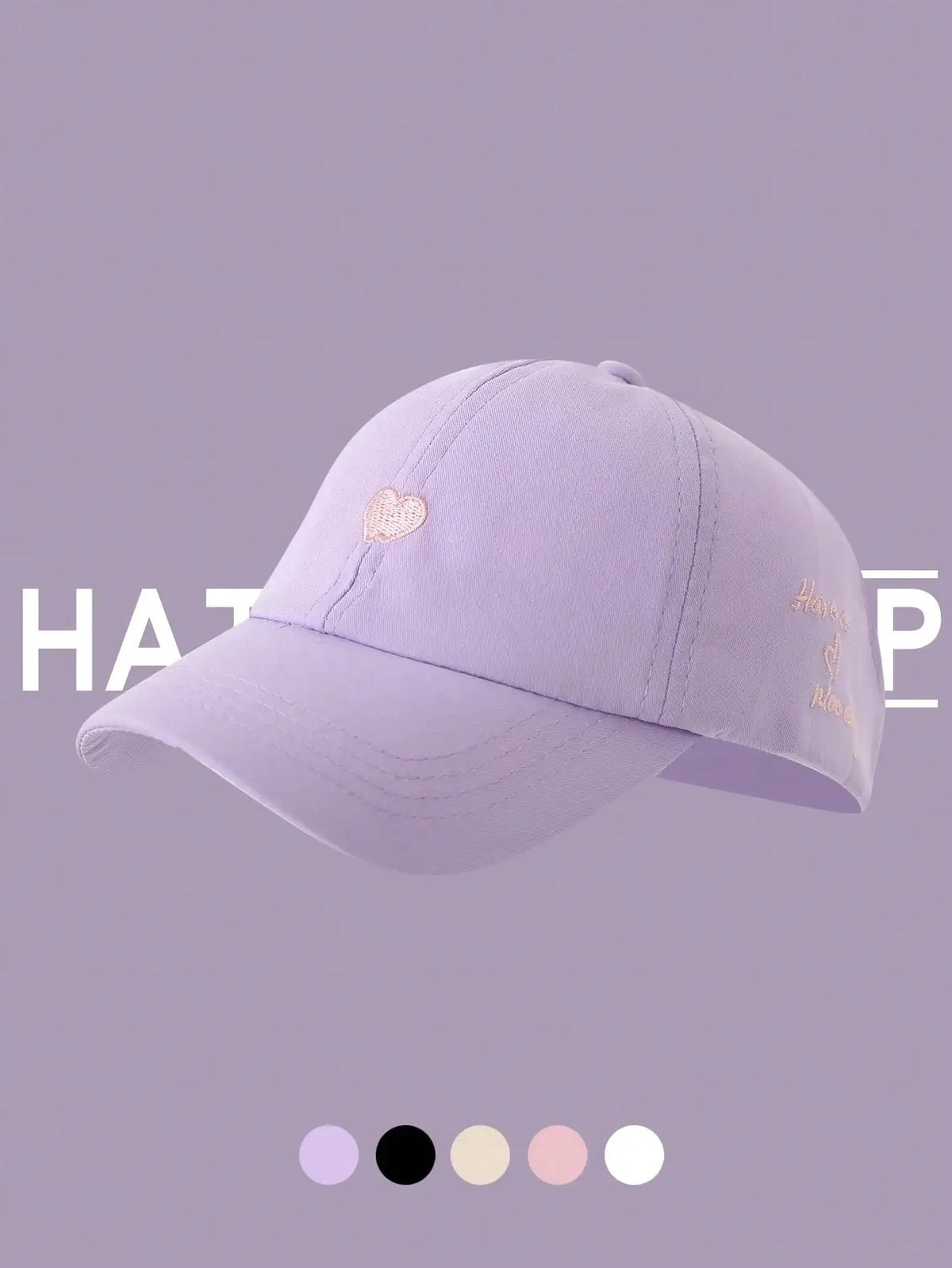 Women's Heart Embroidery Ponytail Hole Top Baseball Cap, Versatile Sun Visor Hat For Summer