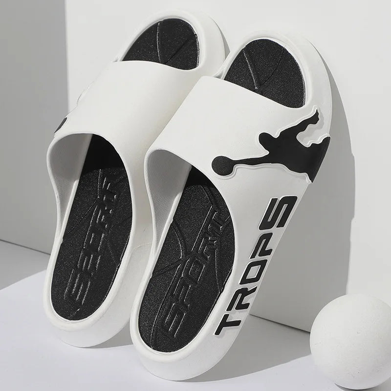 Fashion Men's Slippers PVC Soft Sole Non-slip Slides Casual Outdoor Beach Flip Flops Home Bathroom Couples Slippers New Sandal