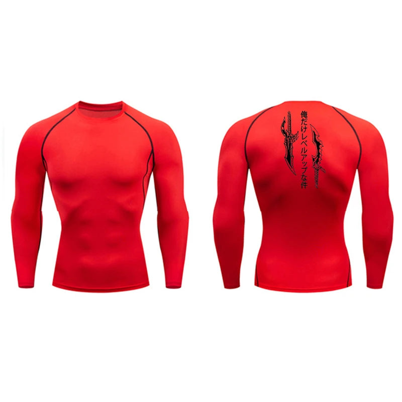Dagger Print Compression Shirts for Men Athletic Quick Dry Tshirt Tops Rash Guard Gym Workout Running Baselayers Undershirts