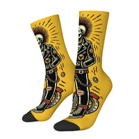 Punk Skull Motorcycle Fashion Print Men's Socks Durable Soft and Skin-Friendly Socks Street Style Retro Harajuku Style Socks