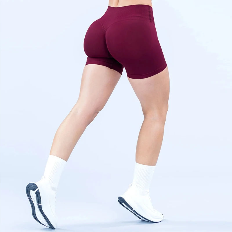 Vision Yoga Shorts Women Cross Low Waist Hip Lifting Seamless Gym Shorts 4.5'' Workout Fitness Scrunch Butt Sports Shorts