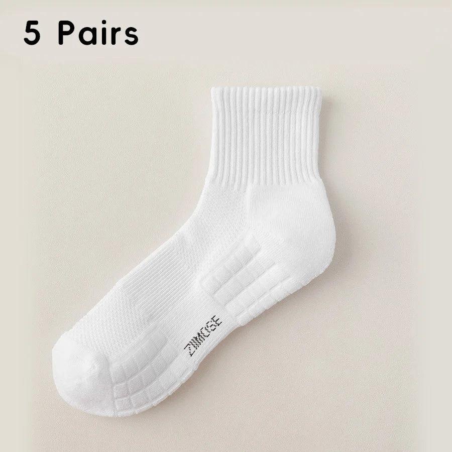 1pc 4pcs 5pcs 10pcs Socks Men's Cotton Spring Towel Bottom with Velvet Mid-tube White Stockings Thickened Sports Basketball Sock