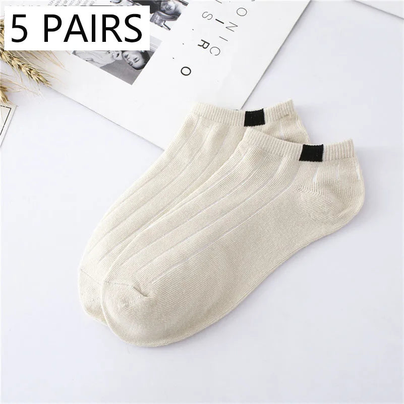 5 Pairs Socks Womens Summer Autumn Socks Women Quality Cotton Cute Set Japanese Style Sports Fashion Short Ankle Socks Harajuku
