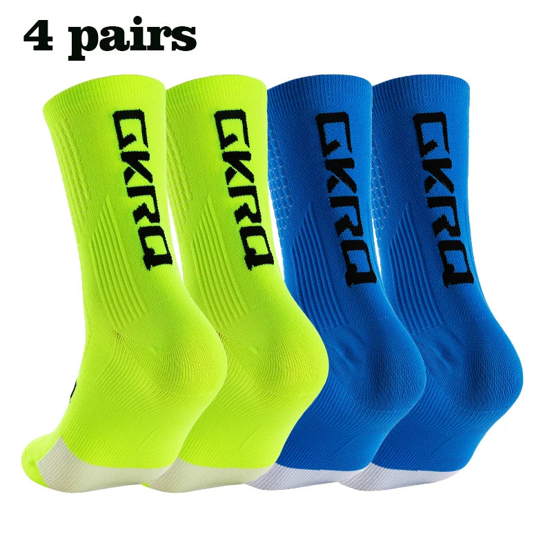 GKRQ 4pairs 2023 New Cycling Socks Bike Nurse Compression Road Bike Running Mtb Knee-high White Sports Funny Brand Black