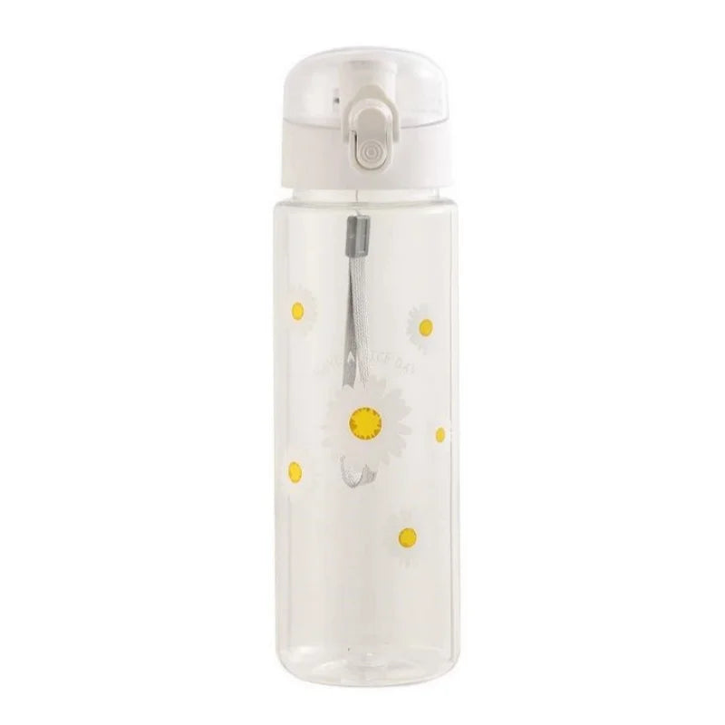 780ml Daisy Flower Plastic Water Bottle Sports Transparent Water Bottle Portable Gym Travel Clear Leakproof Drinking Bottle