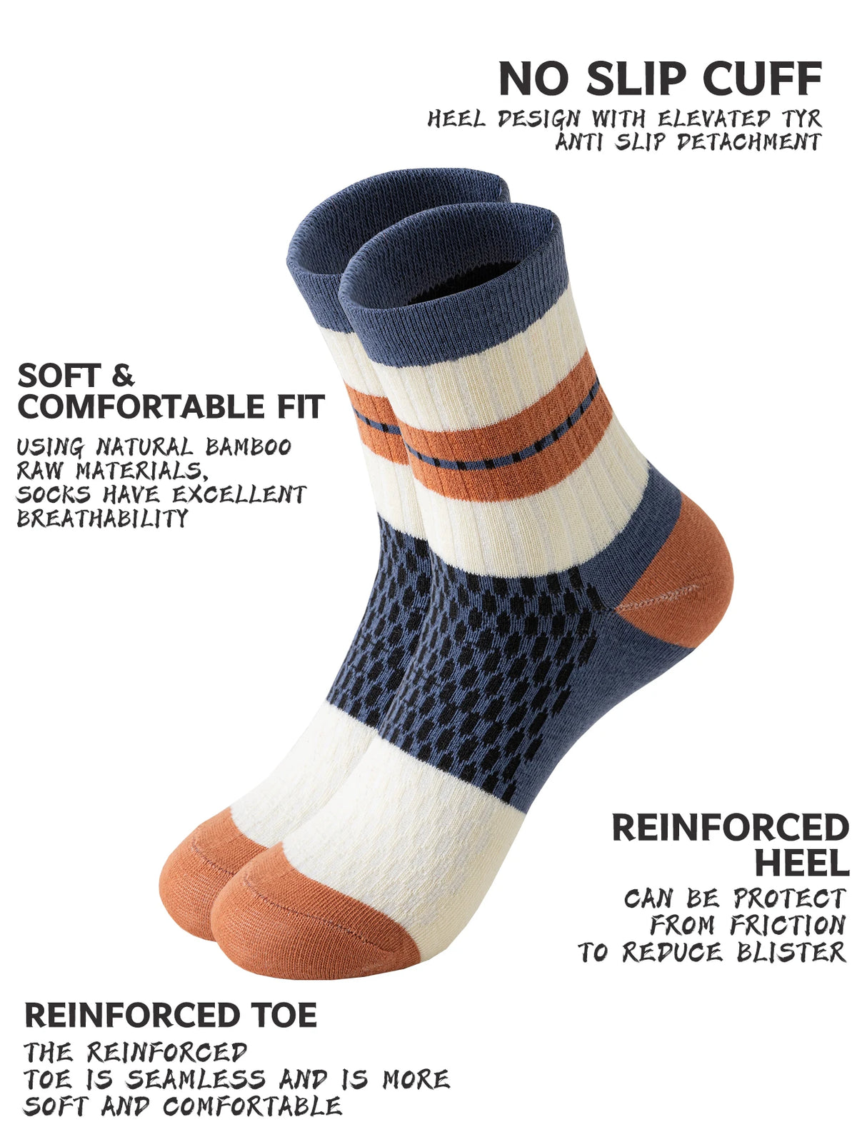5 Pairs Men's Fashion Casual Striped Cotton Socks Anti-Odor Absorbent Mid-Calf Spring/Summer Regular Thickness Student Socks
