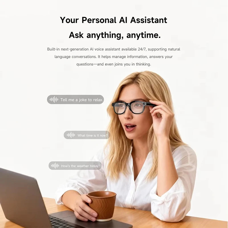 AI Smart Translation Glasses Real-time Translator Bluetooth 5.3 Calling HD Lens 240mAh Battery Lightweight Unisex