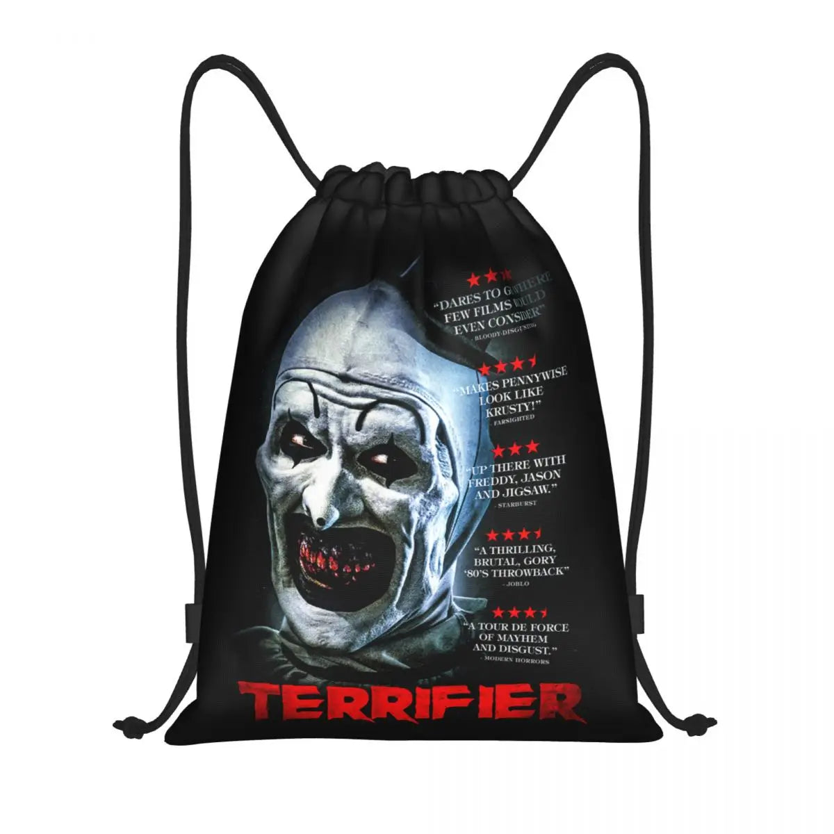 Custom Halloween Movie Terrifier Drawstring Backpack Bags Men Lightweight Horror Clown Gym Sports Sackpack Sacks for Traveling