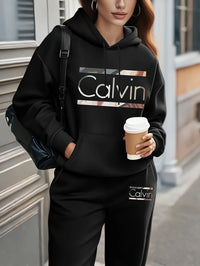 Letter Printed Women's Tracksuit Quality Two Piece Set for Women Fashion Jogging Sweatshirt Suit Drawstring Sports Daily Hooded