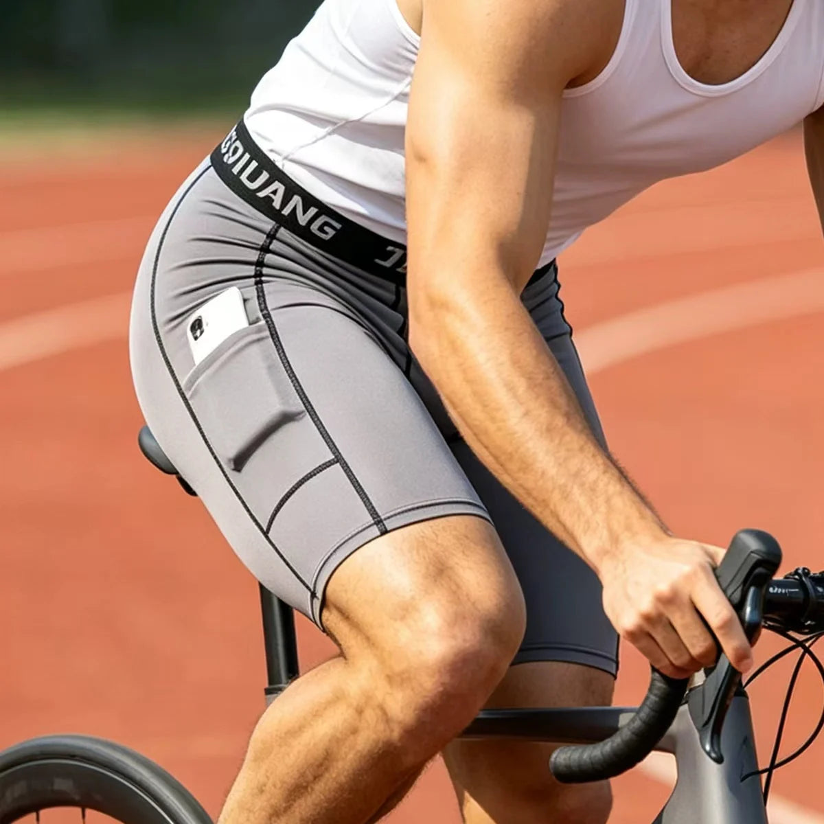 5-piece Set Of Men's Four Season Solid Color Line Underwear Comfortable Elastic Waist Sports Cycling Pants Outer Pocket Shorts