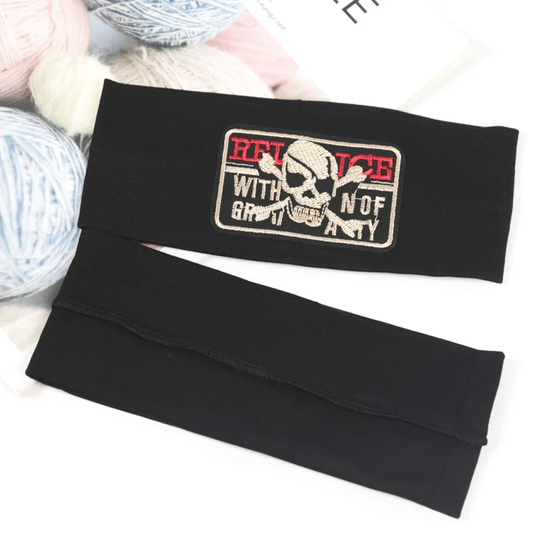 Unisex Punk Girl Skull Out Eyelets Wide Elastic Headband Halloween Rock Steampunk for Sport Women Men Headbands Hair Accessories