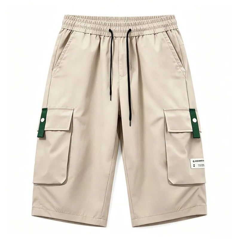 Summer Men Cargo Shorts Multi Pocket Elastic Drawstring Waist Loose Casual Outdoor Sports Workout Daily Beach Streetwear Bottoms