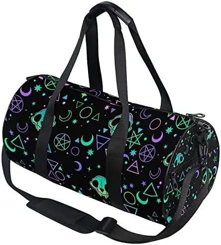 Black Skull Moth Duffel Bags Magic Skulls Sports Gym Bag Travel Luggage Overnight Bags for Men Women Duffel Bags for Traveling