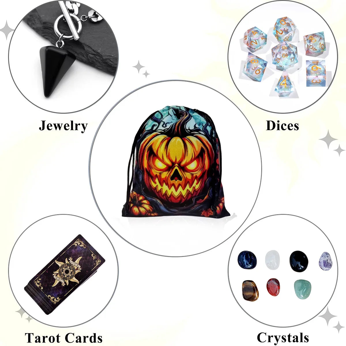 Velvet Witch Cat  Tarot Card Bag With Halloween Pumpkin Drawstring Pouch For Divination Jewelry Astrology Dice Accessories Bag