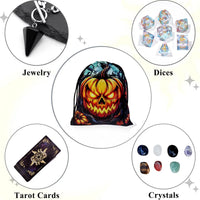 Velvet Witch Cat  Tarot Card Bag With Halloween Pumpkin Drawstring Pouch For Divination Jewelry Astrology Dice Accessories Bag