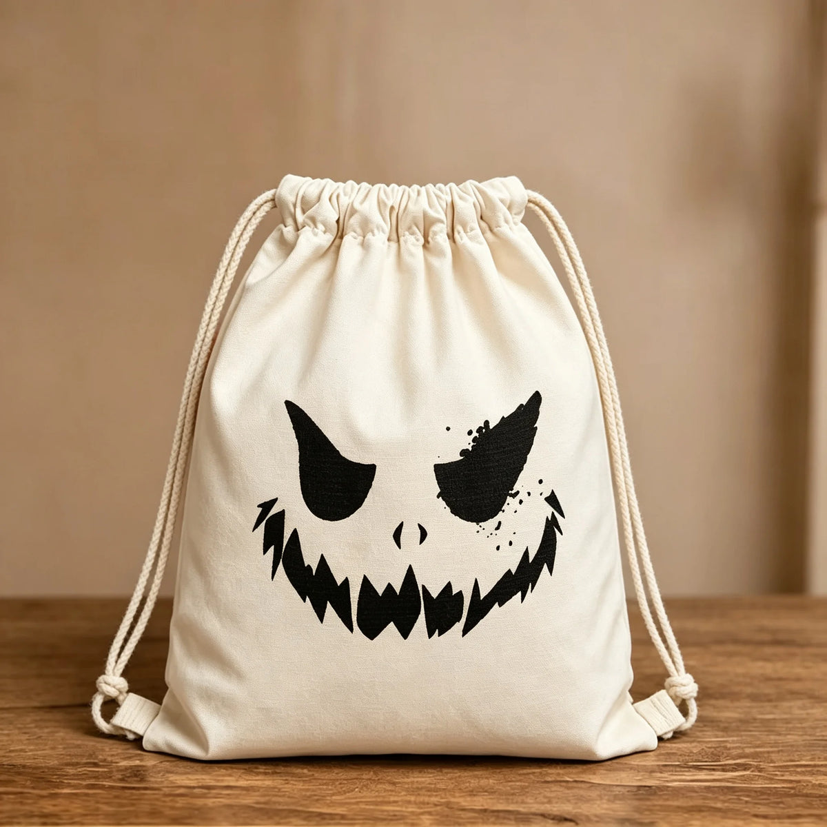 Halloween Scary Pumpkin Face Drawstring Bag Spooky Ghost Print Sack Trick Or Treat Gift Pouch Fall Party Favor Storage Sack