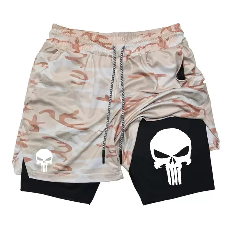 Summer Men's 2-in-1 Sports Shorts with Phone Bag, Quick Drying Fitness Running Shorts