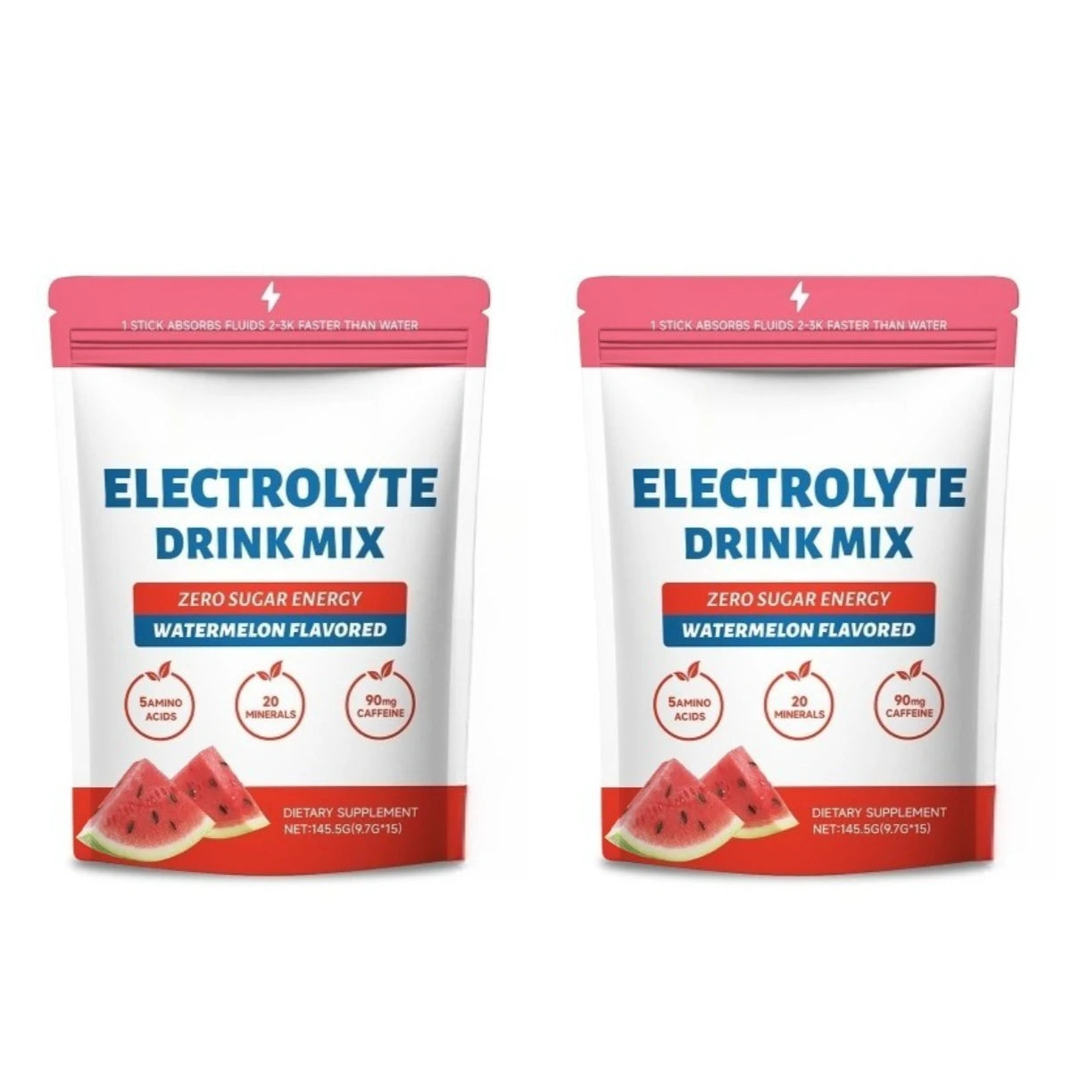 Zero Sugar Watermelon Electrolyte Powder with 90mg Caffeine Amino Acids Minerals Vitamins Provide Energy Replenishment 15 Sticks