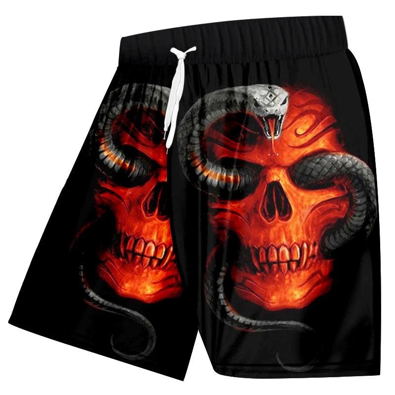 Men's swimming trunks 3D skull print beach shorts quick-drying outdoor leisure sports shorts swimwear fashion men's shorts