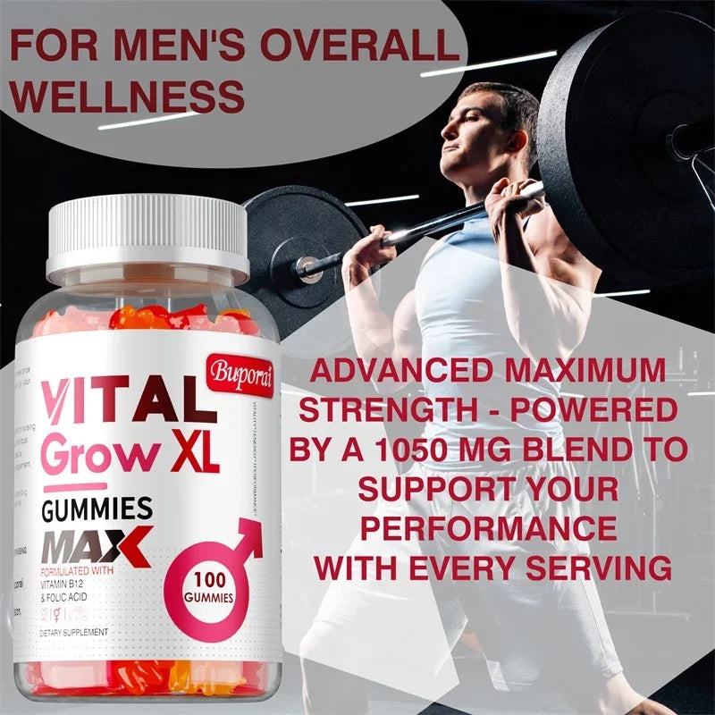 Vital Grow XL Male Gummies - Supports Longer Male Performance, Promotes Muscle Growth, Increases Energy, and Improves Blood Flow