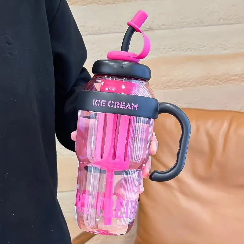 1300ML Plastic Water Bottle with Straw for Kids Large Capacity Cute Cup School Travel Outdoor