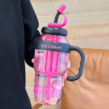 1300ML Plastic Water Bottle with Straw for Kids Large Capacity Cute Cup School Travel Outdoor