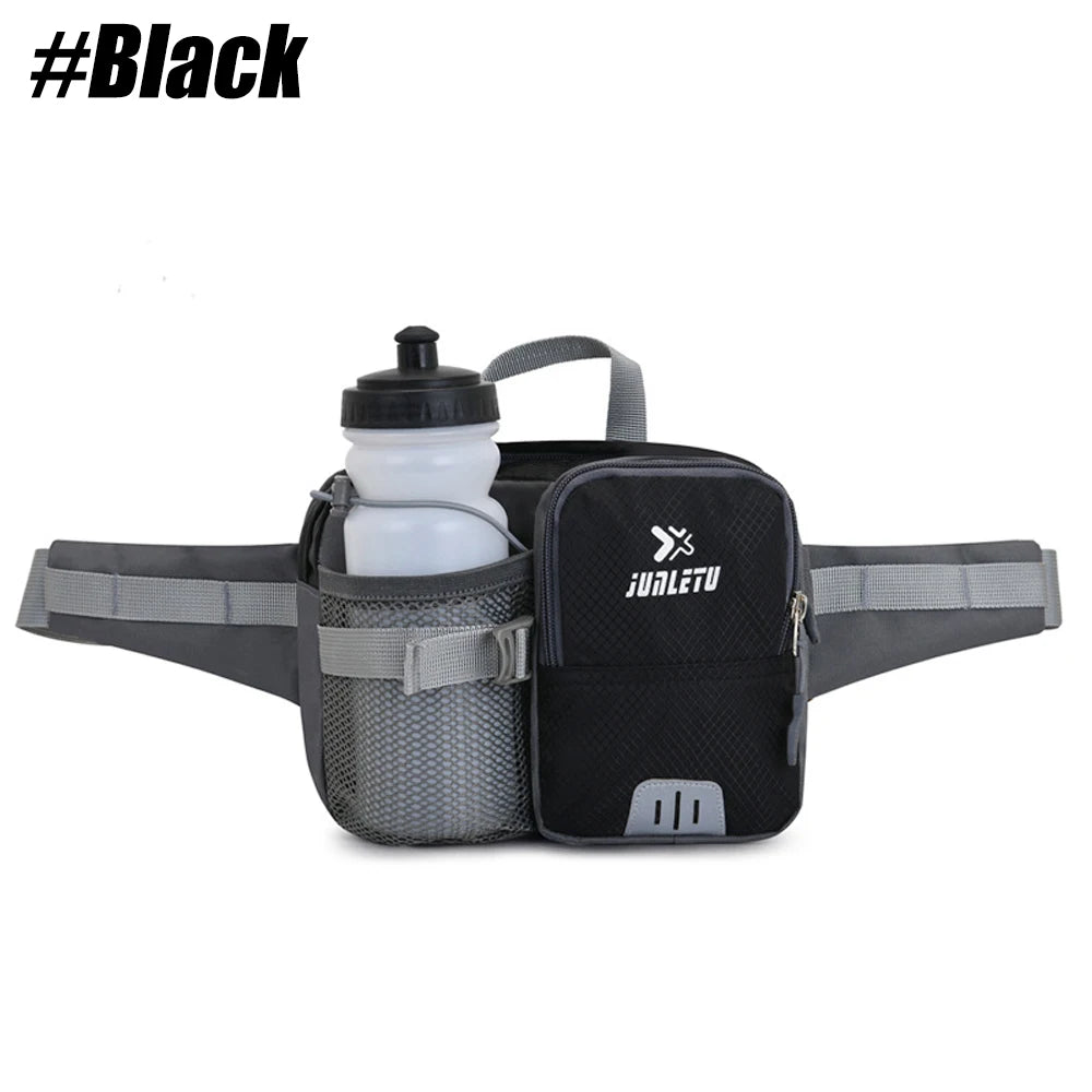 Water-Resistant Adjustable Fanny Pack with Bottle Holder & Multi-Pockets for Hiking, Running, Cycling, Travel, Outdoor