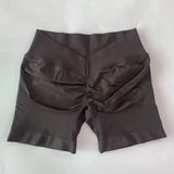 No Logo Women Back V Waist Yoga Shorts High Elastic Seamless Flex Scrunch Bum Workout Gym Shorts Yoga Booty Running Short Pants
