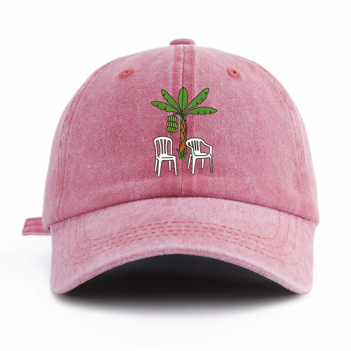 1pc Chair And Tree Print Washed Baseball Cap for Adults,  Minimalist Retro Style Casual Soft Adjustable Dad Hat, Perfect As Gift