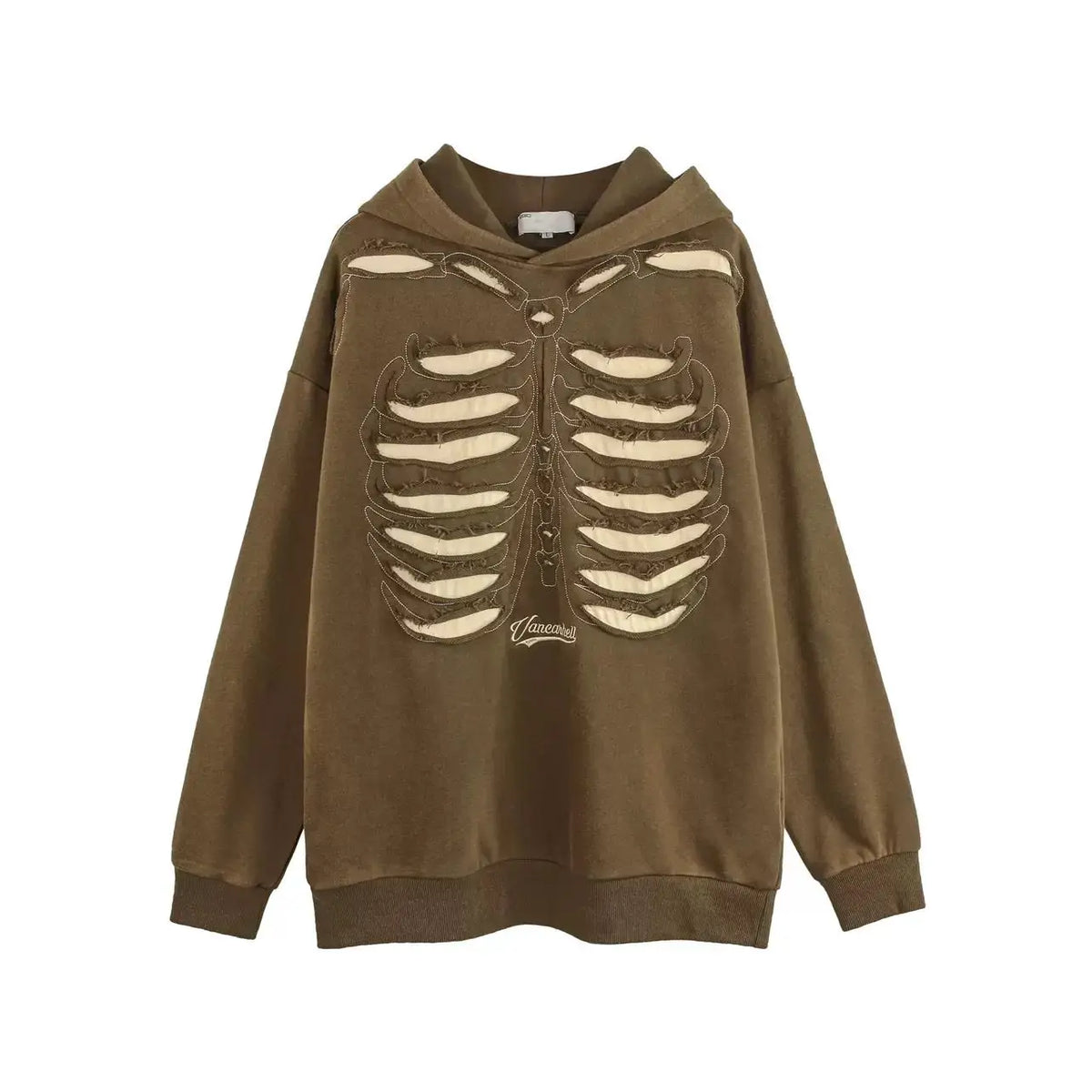 Autumn Winter Ripped Hole Skeleton Design Punk Hip Hop Hoodie Men Women High Street Vintage Oversize Hoodies