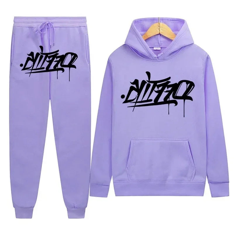 Large supply of men's sportswear, new fashion hip hop suit two-piece set hoodie printed sweatshirt comfortable casual male style