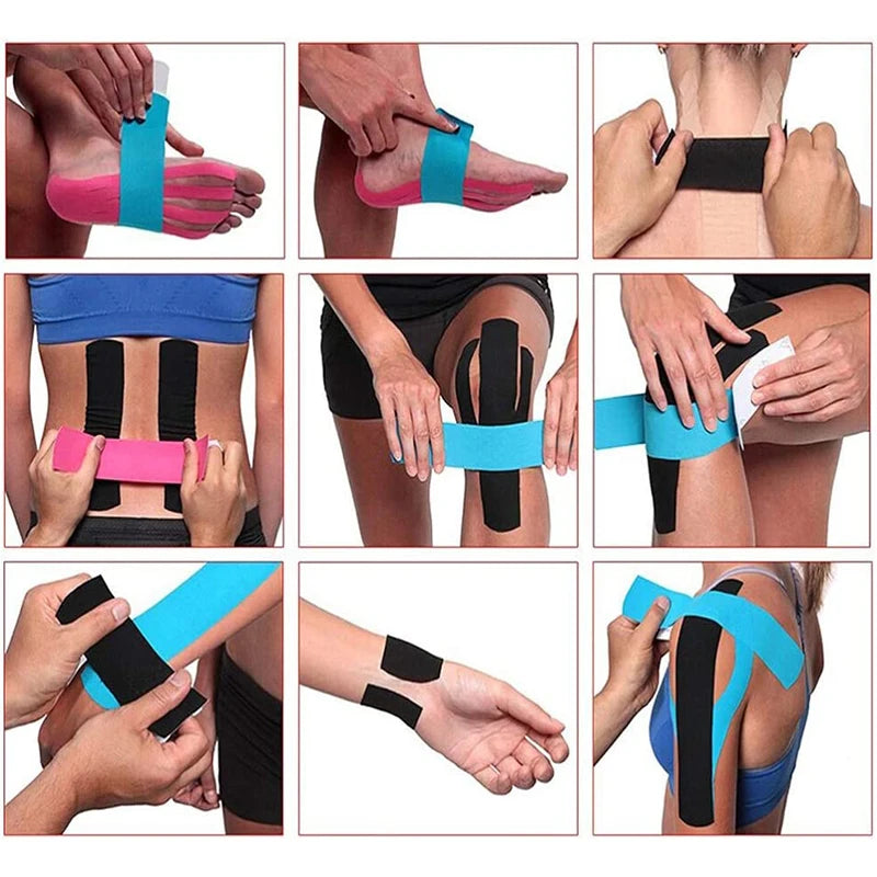 1Box 5cm×5m Sport Kinesiology Tape Athletic Elastic Kneepad Muscle Pain Relief Knee Taping for Fitness Running Swimming Football
